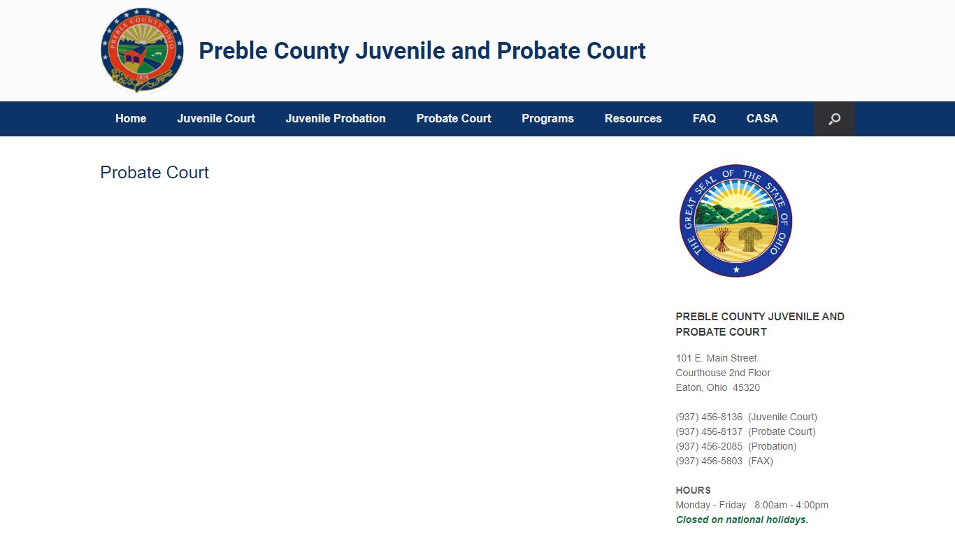 Probate Court – Preble County Juvenile and Probate Court